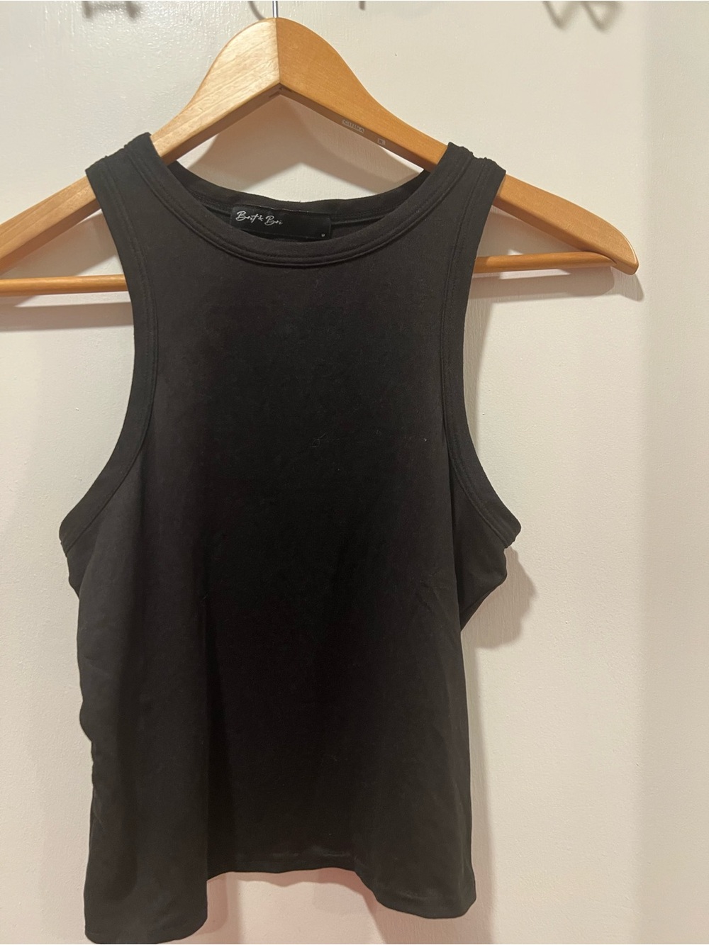 Brit & Bri Solid Black High-Neck Tank Top